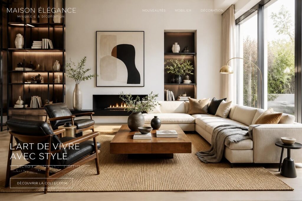 explorez notre boutique en ligne pour trouver des meubles et décorations de qualité, alliant style et confort, pour sublimer votre intérieur.